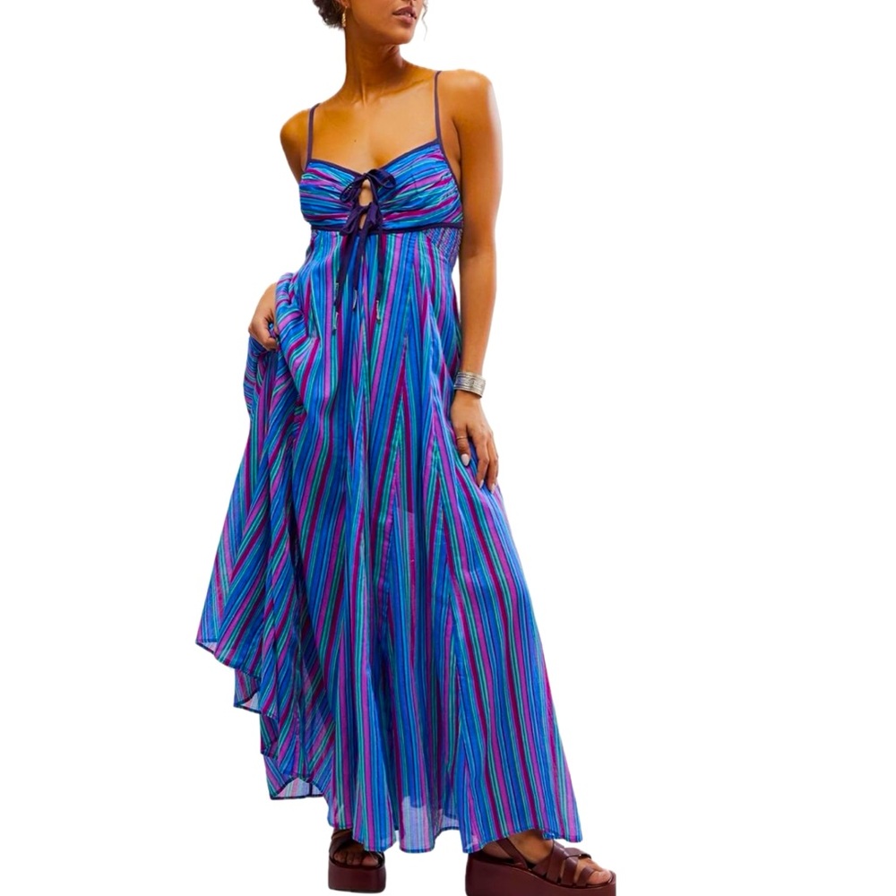 NWT SZ X-SM Free People “Dream Weaver” Maxi Dress in Aqua Combo 💙💕